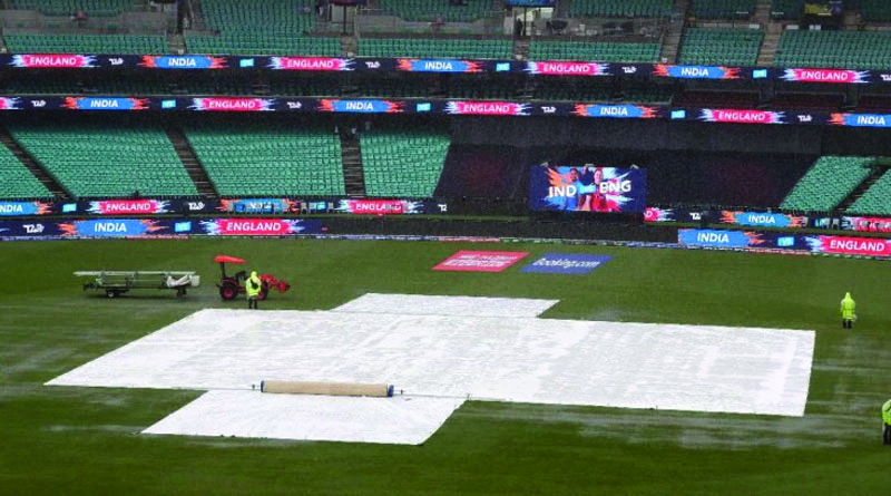 Heavy rainfall in cricket stadium