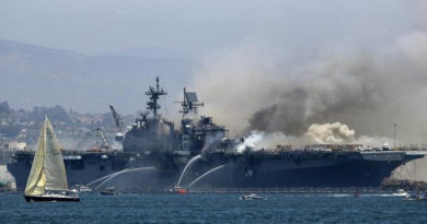 Fire in an American warship