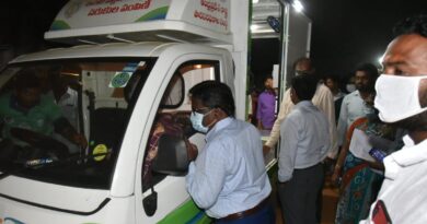 Collector Samuel Anand Kumar inspecting M.D.U vehicles